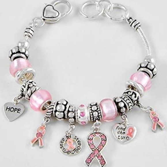 Pink Ribbon Angel Breast Cancer Awareness Charm Bracelet - Picture 11 of 11